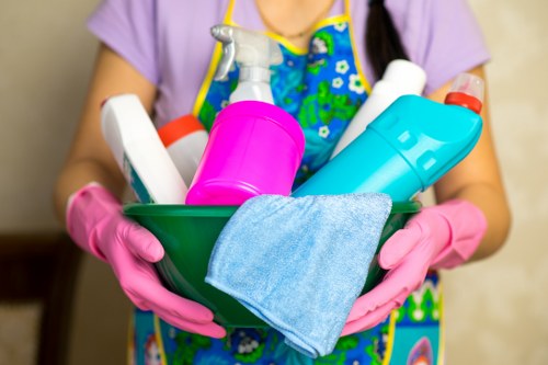 Cleaning professional performing a safe deep clean in a Clapham property