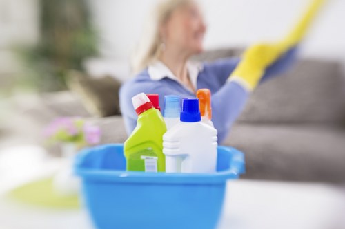 Local office cleaners handling a workspace in Clapham